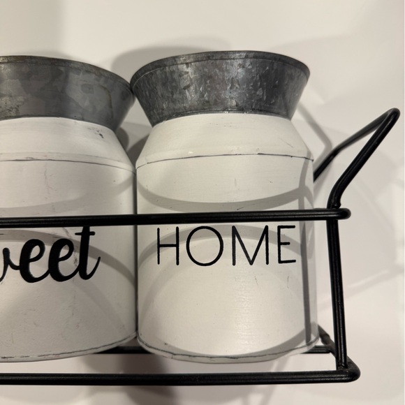 Farmhouse Home Sweet Home Triple White Metal Planter Set - Picture 5 of 7